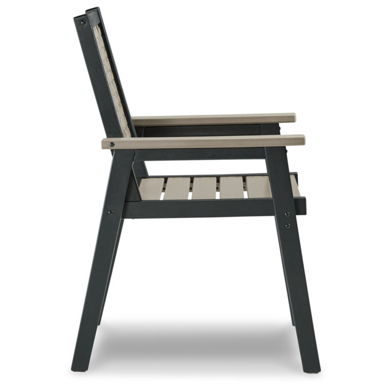 Beige and Black HDPE Contemporary Arm Dining Chairs