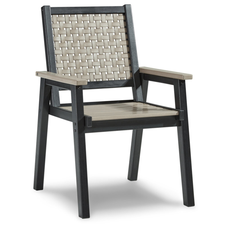Beige and Black HDPE Contemporary Arm Dining Chairs