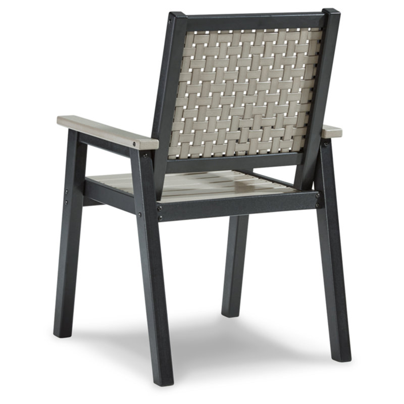 Beige and Black HDPE Contemporary Arm Dining Chairs