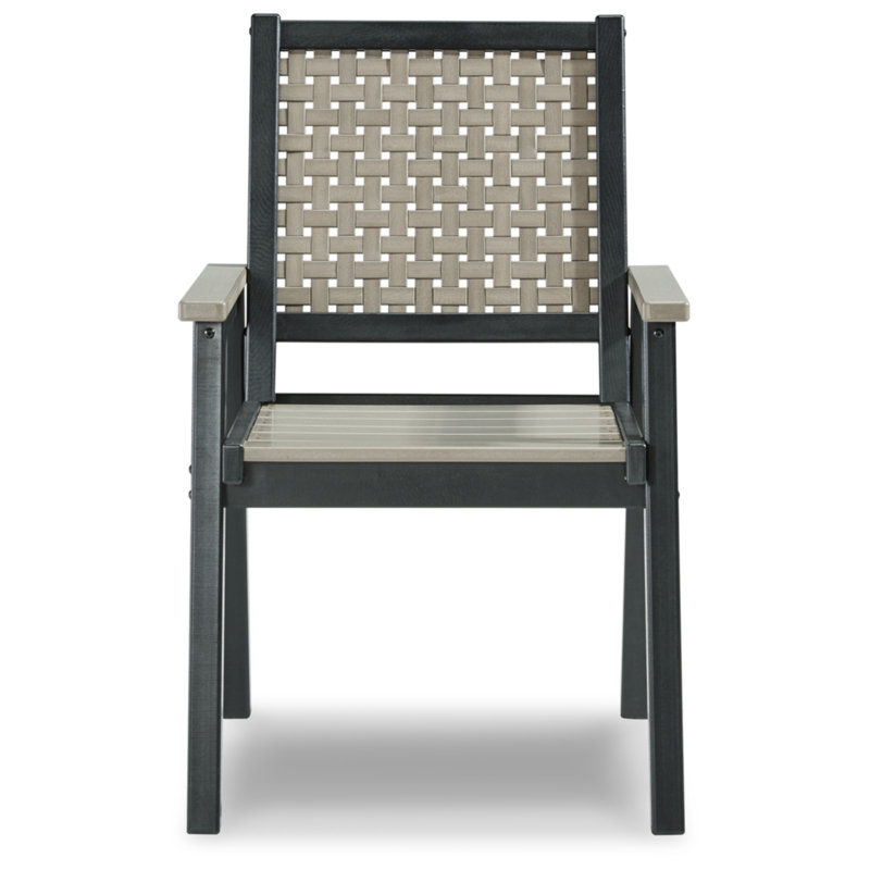 Beige and Black HDPE Contemporary Arm Dining Chairs