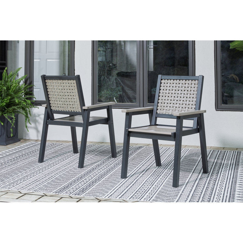 Beige and Black HDPE Contemporary Arm Dining Chairs