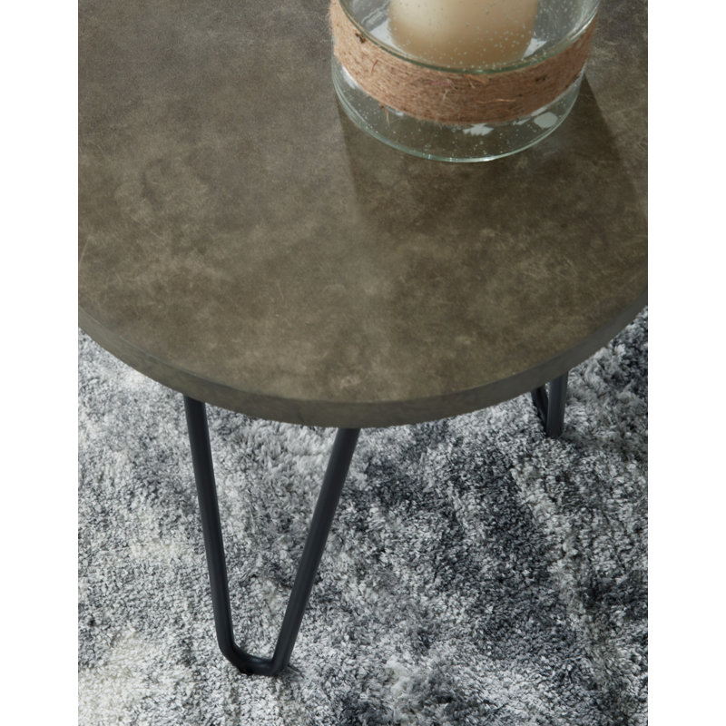 Hadasky Round Brown Faux Stone and Metal Coffee Table Set