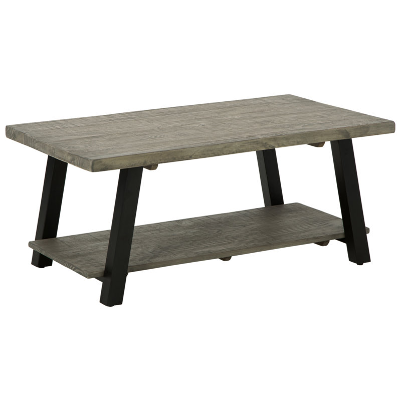 Urban Contemporary 42'' Black and Gray Wood-Metal Coffee Table