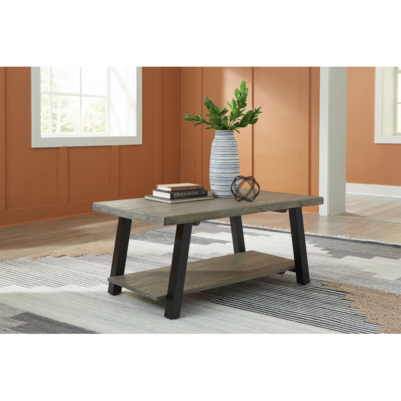 Urban Contemporary 42'' Black and Gray Wood-Metal Coffee Table