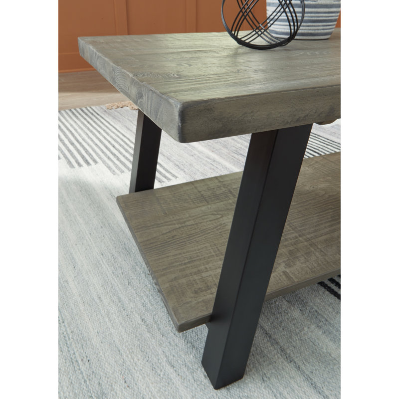 Urban Contemporary 42'' Black and Gray Wood-Metal Coffee Table