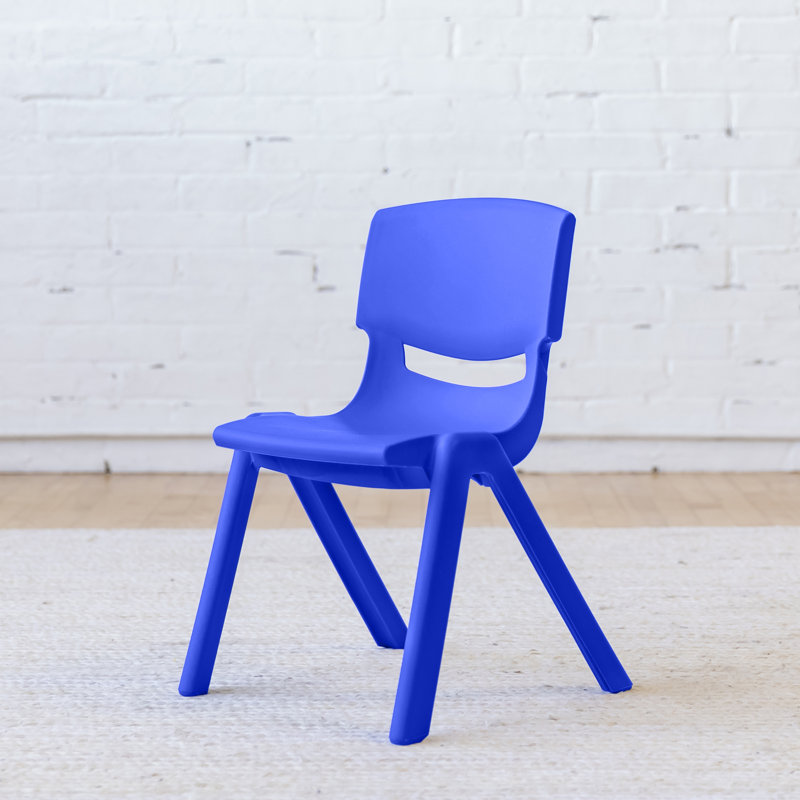 Bright Blue Ergonomic Plastic Stackable School Chair 4-Pack