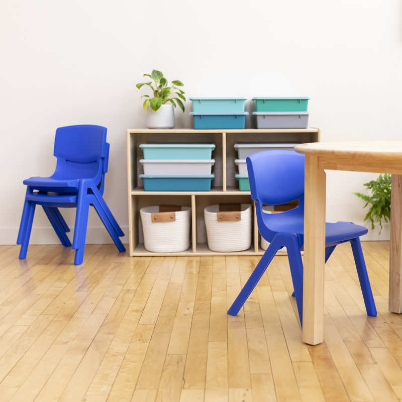 Bright Blue Ergonomic Plastic Stackable School Chair 4-Pack