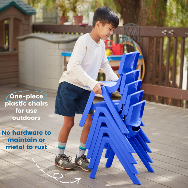 Bright Blue Ergonomic Plastic Stackable School Chair 4-Pack