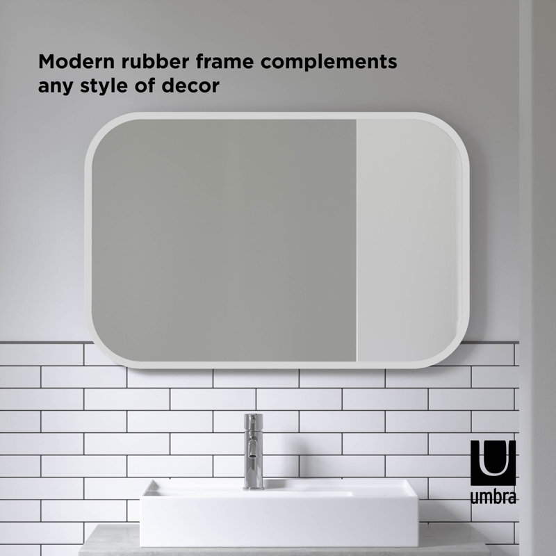 Modern Black Rubber Rim Full-Length Rectangular Mirror