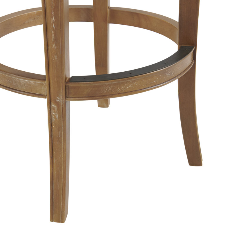 Weathered Brown and Beige Faux Leather Swivel Bar Stool