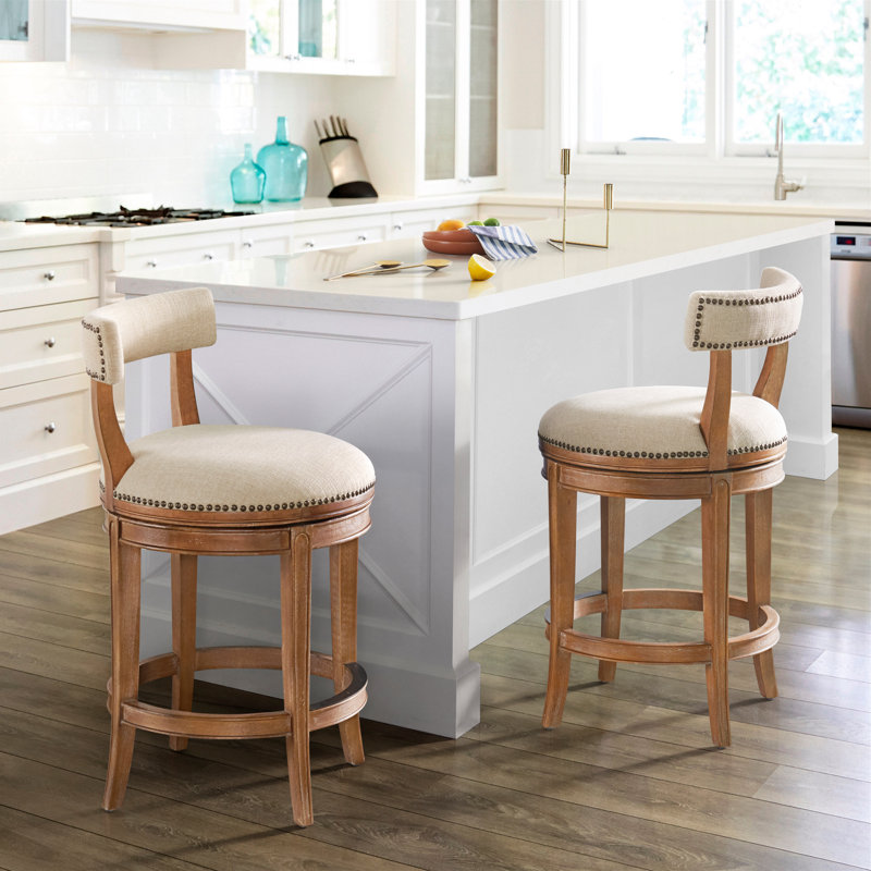 Hanover Weathered Brown and Beige Swivel Counter Stool Set