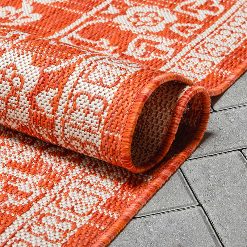 Delphi Persian Oriental Flat Woven Orange Runner Rug 2'3" x 7'3"