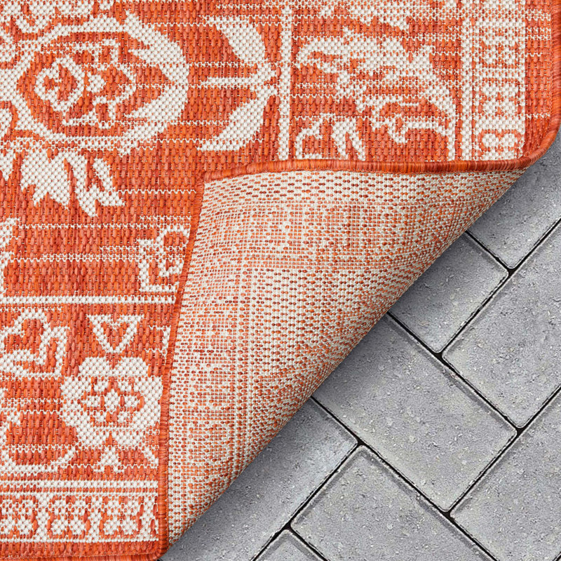 Delphi Persian Oriental Flat Woven Orange Runner Rug 2'3" x 7'3"