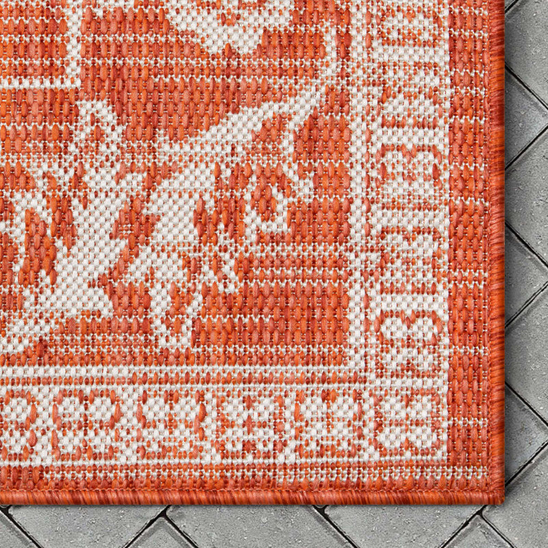 Delphi Persian Oriental Flat Woven Orange Runner Rug 2'3" x 7'3"