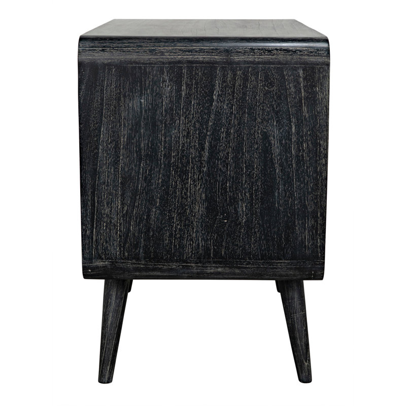 Cinder Black Mindi Wood Mid-Century Modern Accent Chest