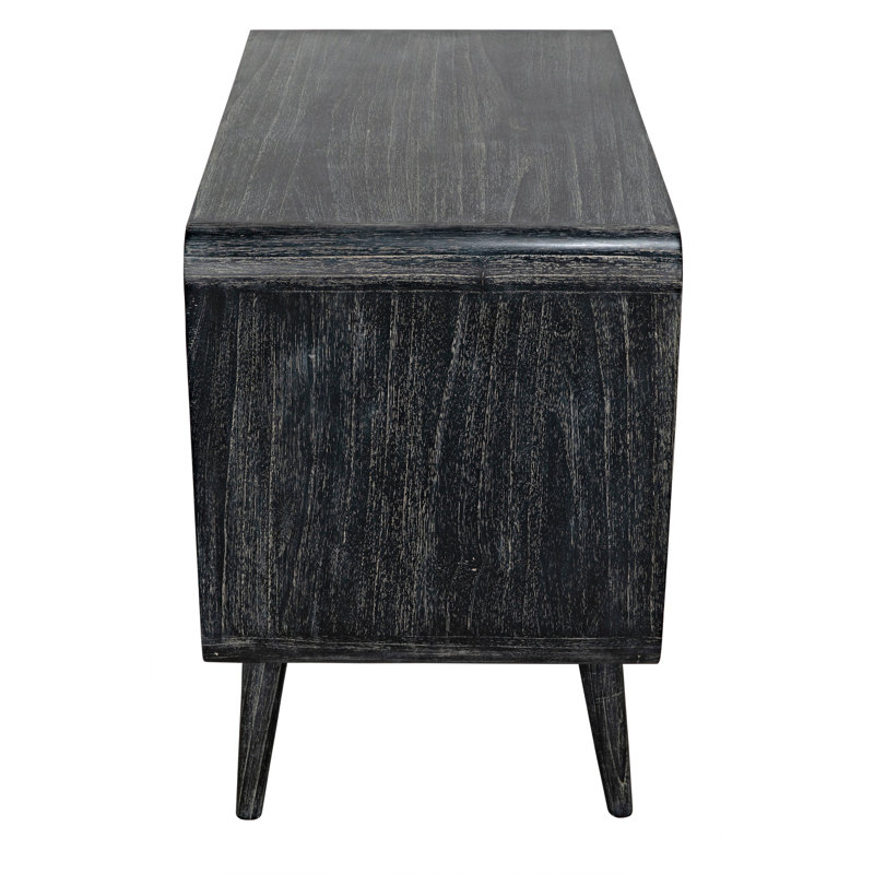 Cinder Black Mindi Wood Mid-Century Modern Accent Chest