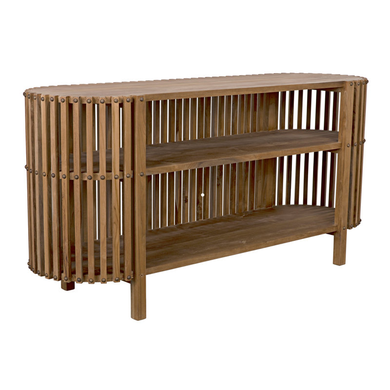 Consuela 66.5'' Oval Teak Console Table with Nailhead Detail