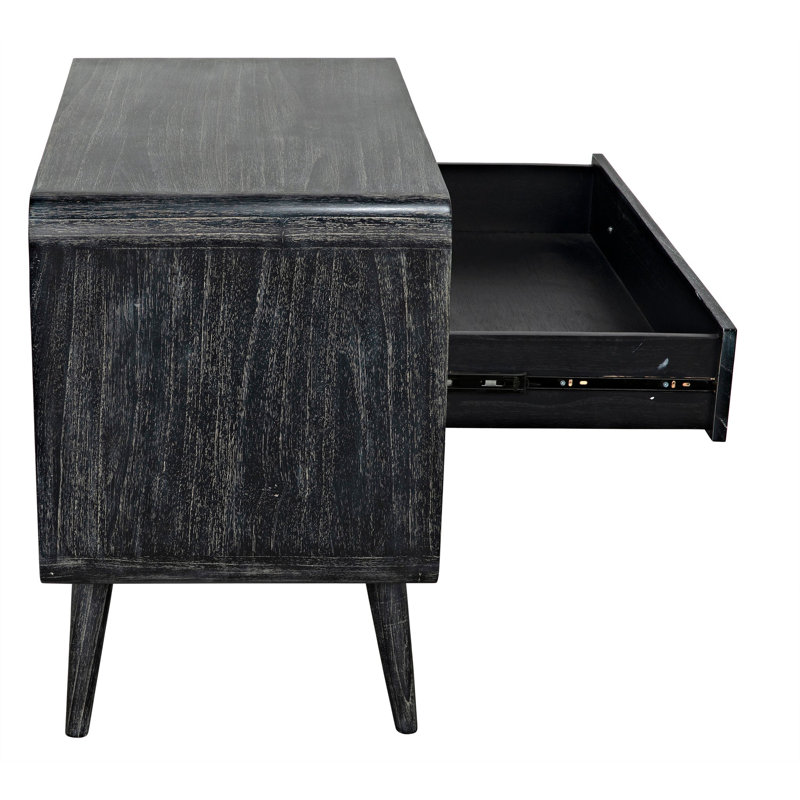 Cinder Black Mindi Wood Mid-Century Modern Accent Chest