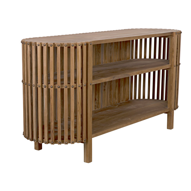Consuela 66.5'' Oval Teak Console Table with Nailhead Detail