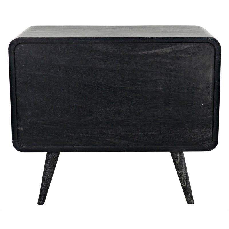 Cinder Black Mindi Wood Mid-Century Modern Accent Chest