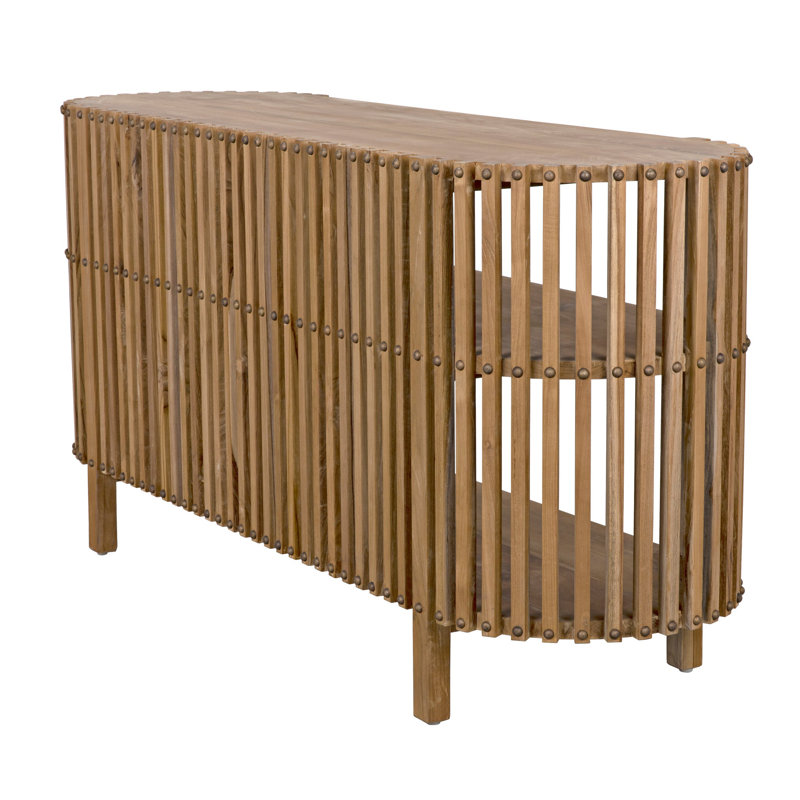 Consuela 66.5'' Oval Teak Console Table with Nailhead Detail