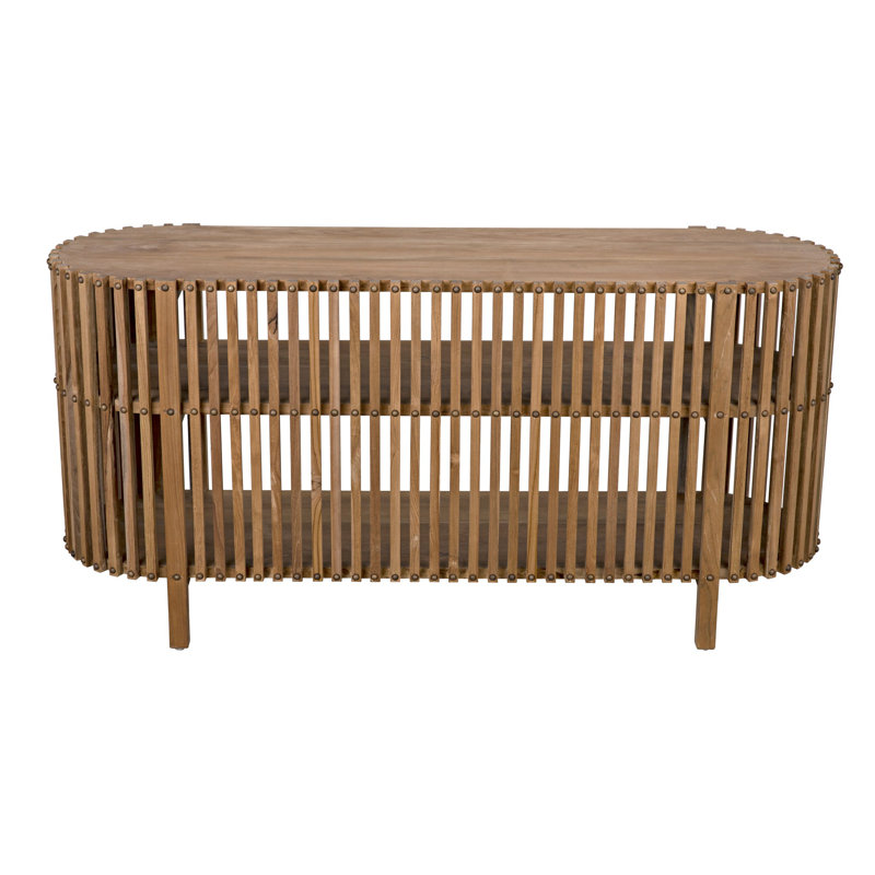 Consuela 66.5'' Oval Teak Console Table with Nailhead Detail