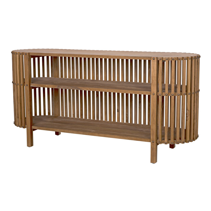 Consuela 66.5'' Oval Teak Console Table with Nailhead Detail