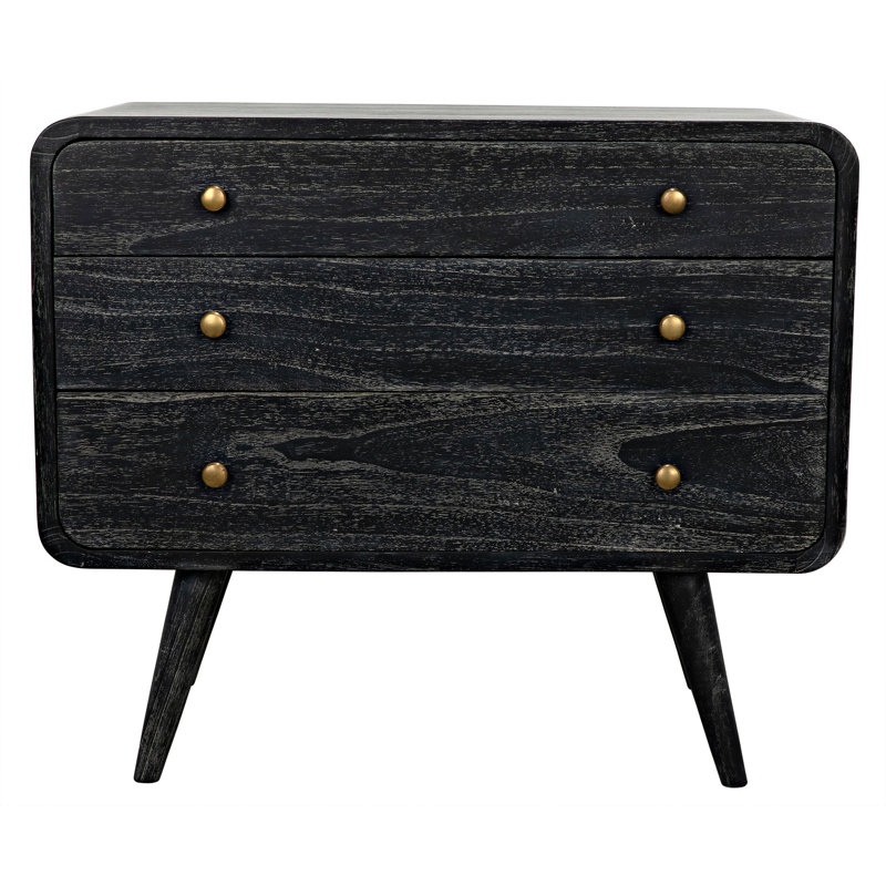 Cinder Black Mindi Wood Mid-Century Modern Accent Chest