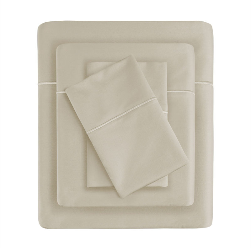 King Gray Solid Cotton Sheet Set with Baratta Hemstitch