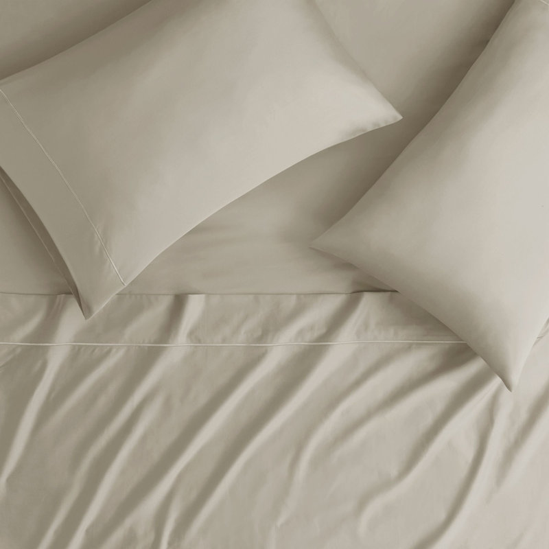 King Gray Solid Cotton Sheet Set with Baratta Hemstitch