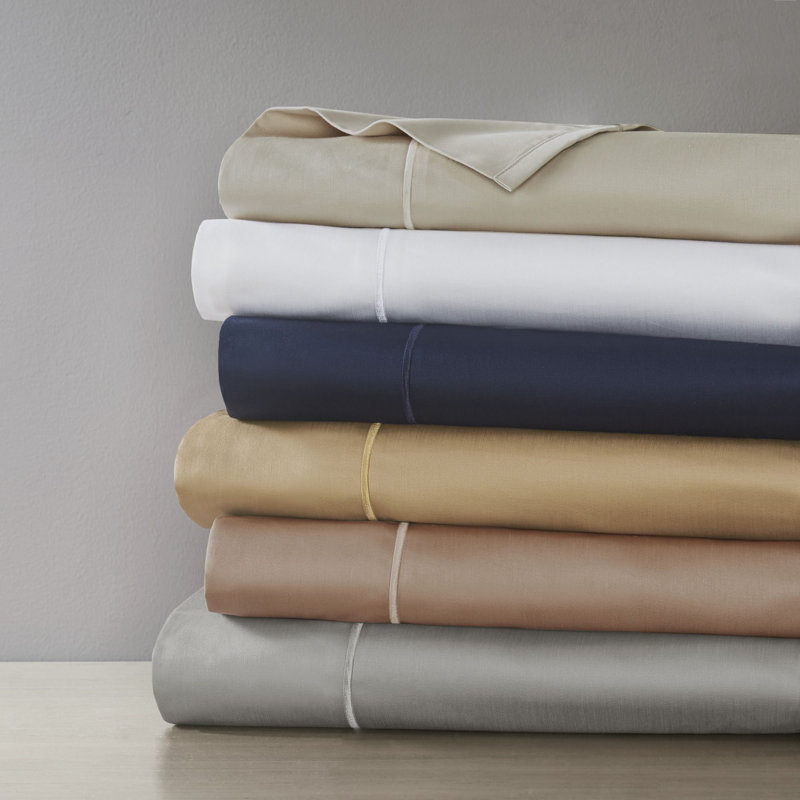 King Gray Solid Cotton Sheet Set with Baratta Hemstitch