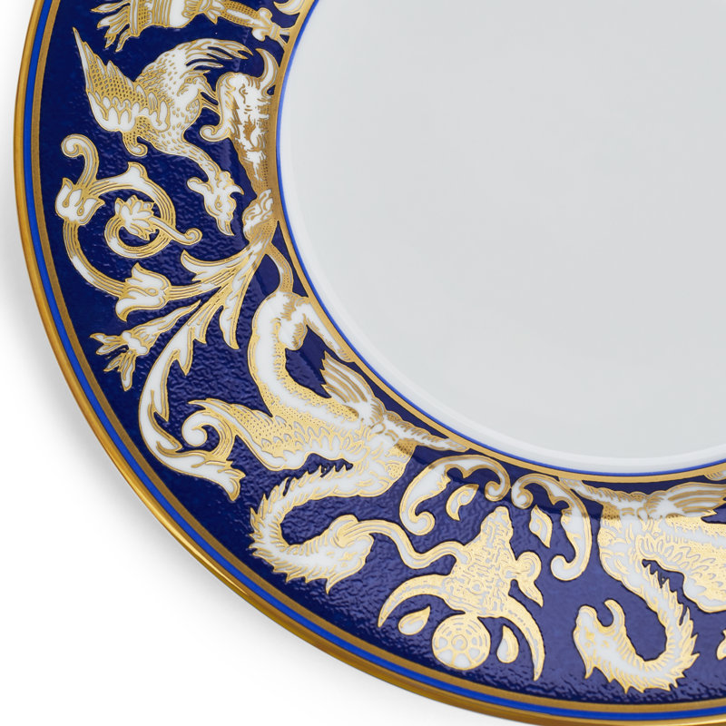 Renaissance Gold and Blue Porcelain Salad Plate 9"