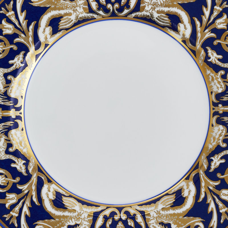 Renaissance Gold and Blue Porcelain Salad Plate 9"