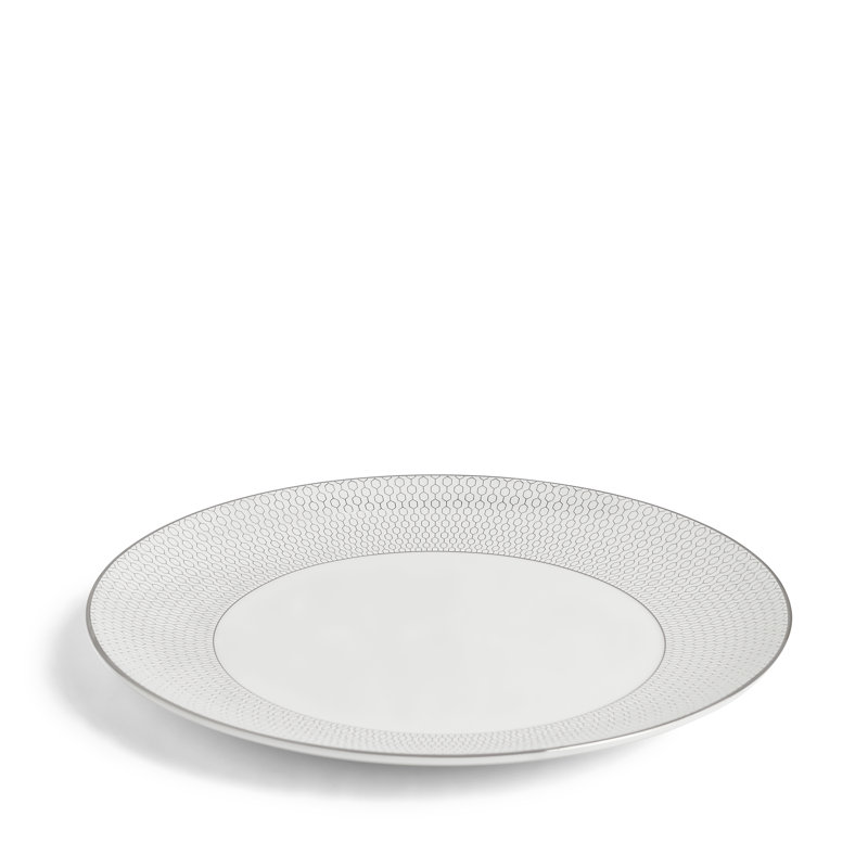 Gio Platinum Geometric White Porcelain Dinner Plate