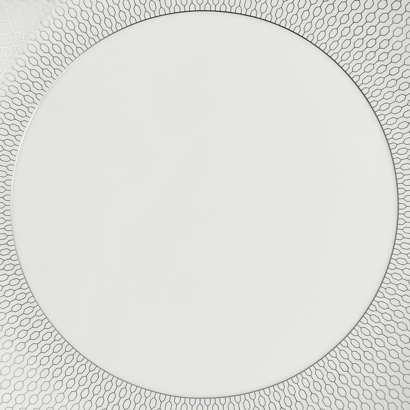 Gio Platinum Geometric White Porcelain Dinner Plate