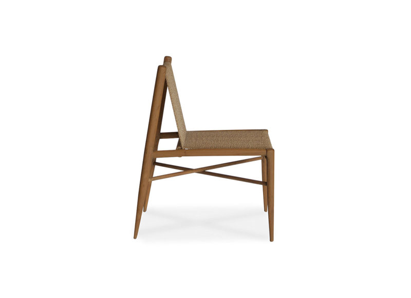 Montauk Praline Teak Wood Ladder Back Upholstered Side Chair