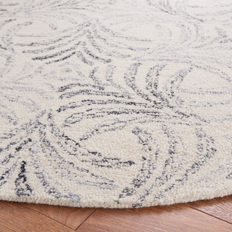 Ivory Grey Elegance 4' x 6' Tufted Wool-Silk Blend Area Rug