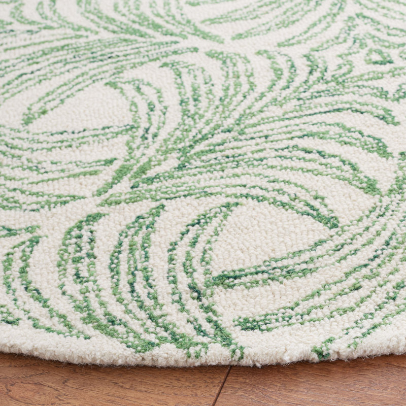 Ivory Floral Elegance Hand-Tufted Wool and Silk Area Rug - 5' x 8'