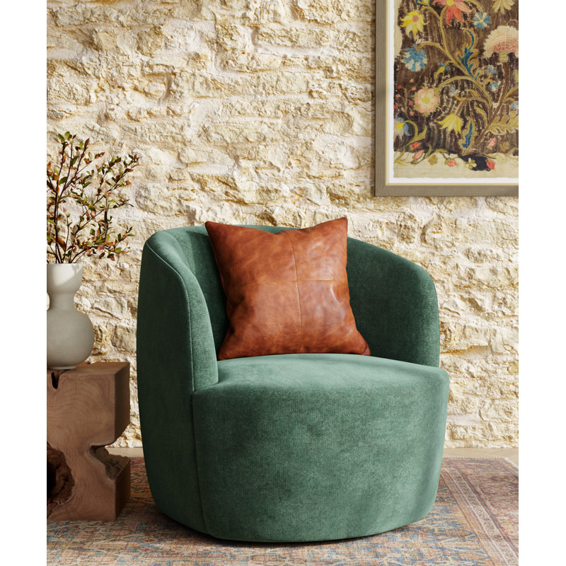 Emily 18'' Brown Leather Square Throw Pillow