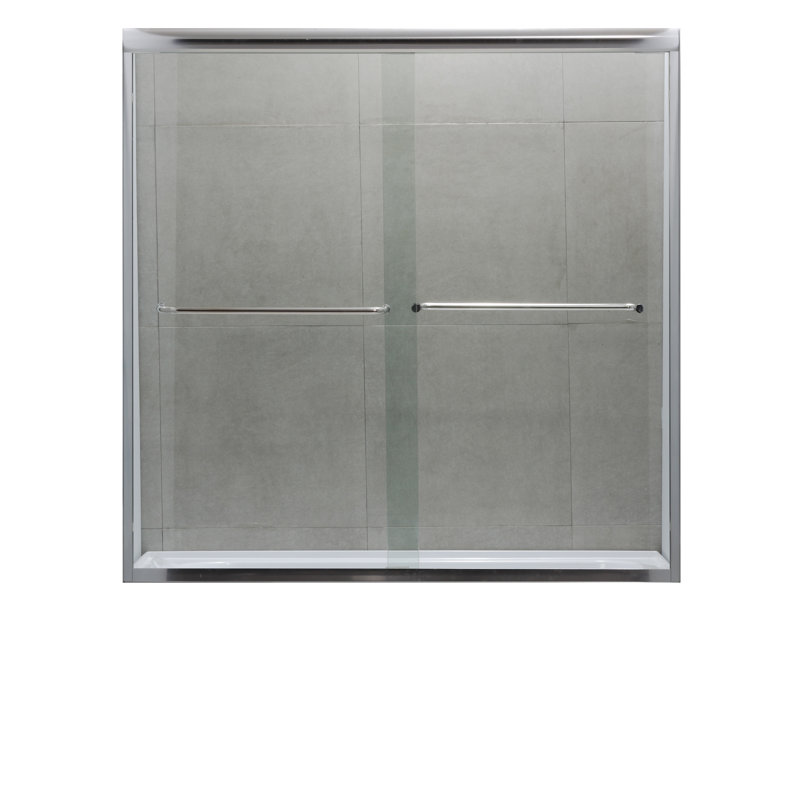 60" Polished Chrome Semi-Frameless Sliding Shower Door