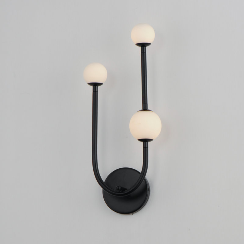 Alina Black Dimmable LED Wall Sconce with Glass Spheres
