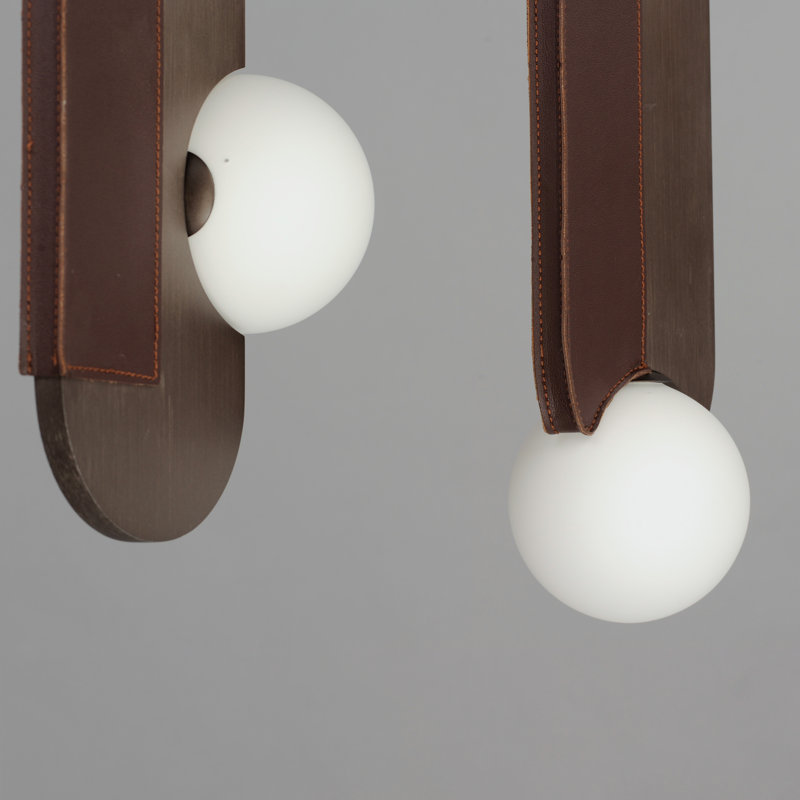 Brushed Bronze LED Pendant with White Glass Spheres