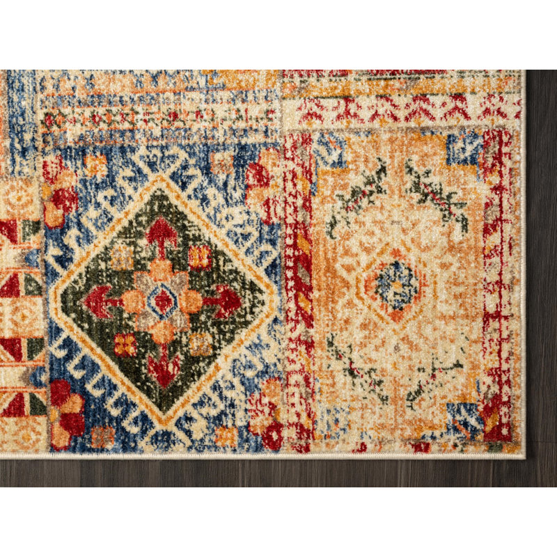 Heriz 8 x 11 Blue Abstract Synthetic Rectangular Rug