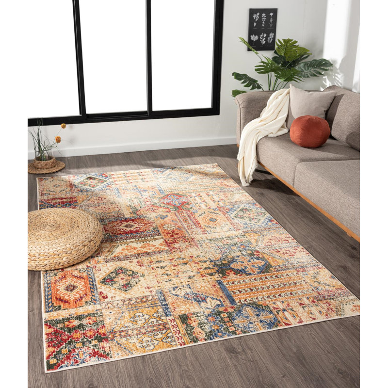 Heriz 8 x 11 Blue Abstract Synthetic Rectangular Rug