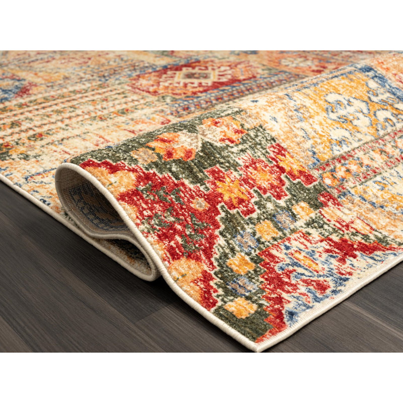 Heriz 8 x 11 Blue Abstract Synthetic Rectangular Rug
