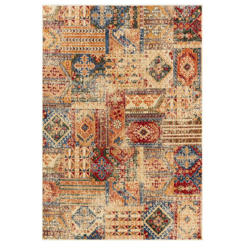 Heriz 8 x 11 Blue Abstract Synthetic Rectangular Rug