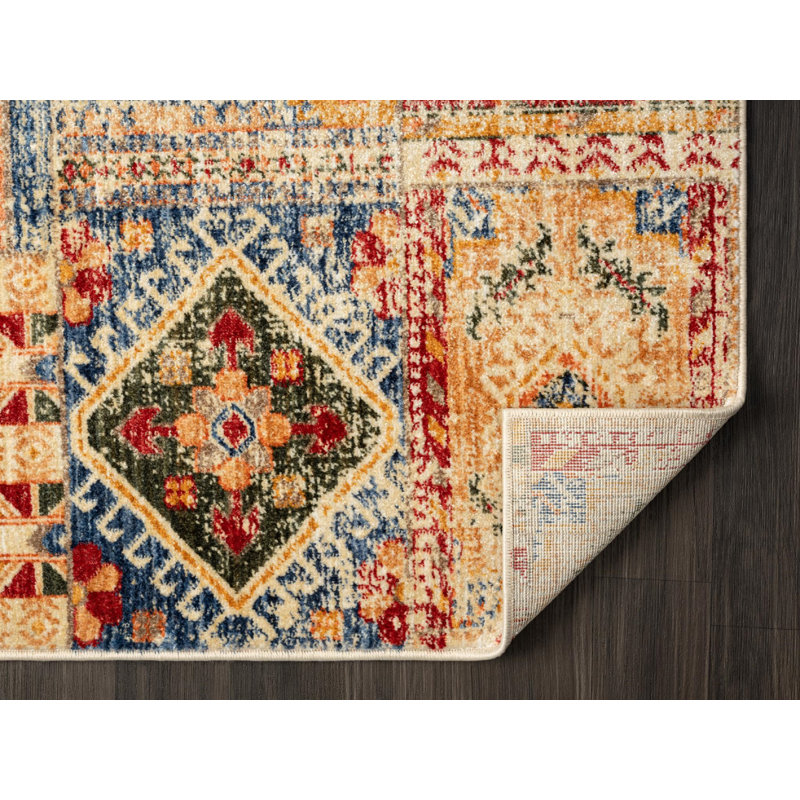 Heriz 8 x 11 Blue Abstract Synthetic Rectangular Rug
