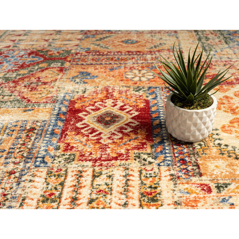 Heriz 8 x 11 Blue Abstract Synthetic Rectangular Rug