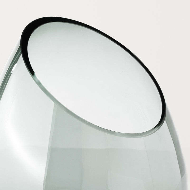 Art Deco Polished Glass Drop Table Vase with Leaves Theme
