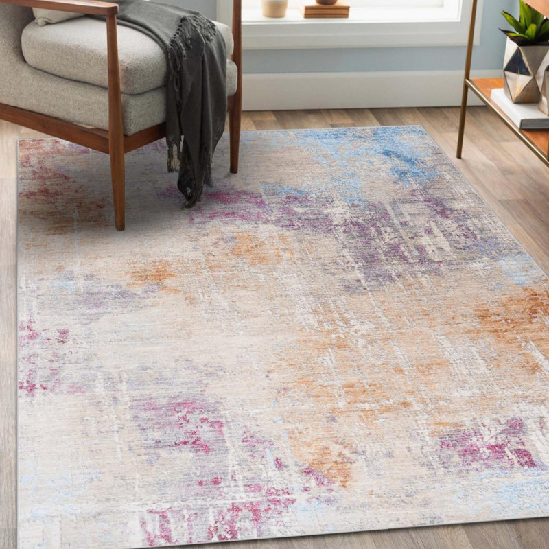 Multicolor Abstract Medium Pile Area Rug 5' x 7'